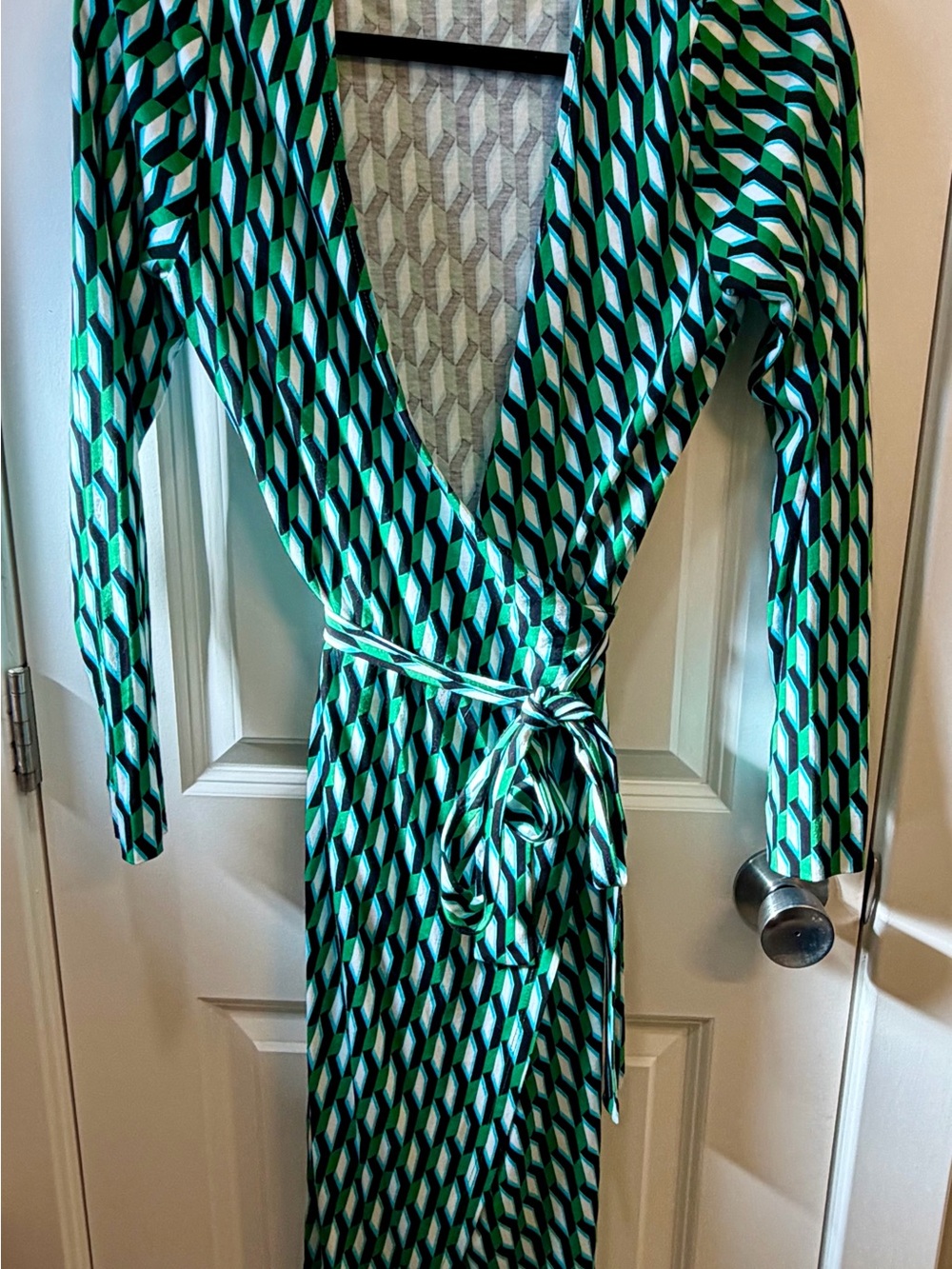 Diane von Furstenberg for Target Green Geometric Wrap Dress Size S